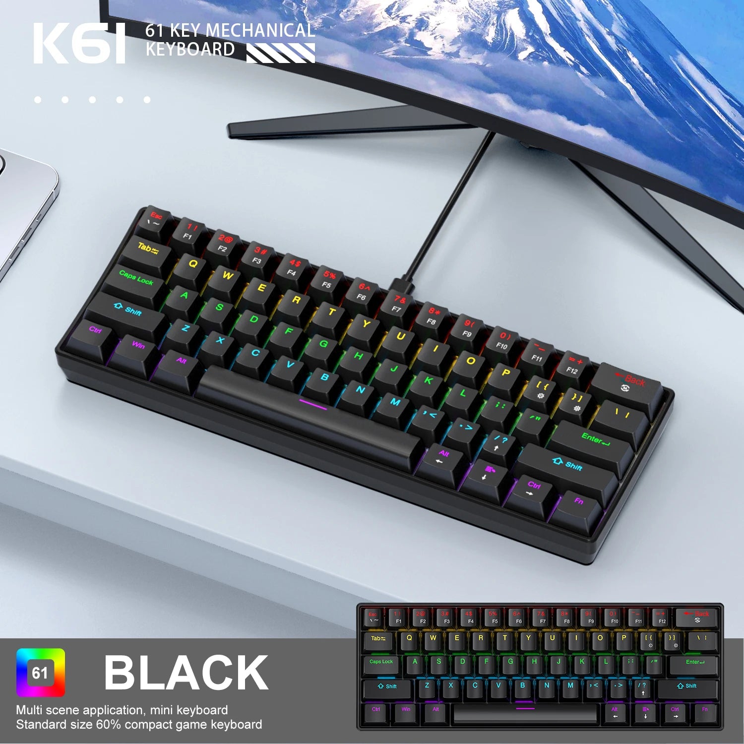 K61 Mechanical Keyboard 60%
